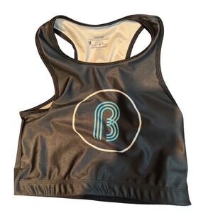 Goldsheep Black Graphic Logo Racerback Sports Bra Medium NWT Handmade OC